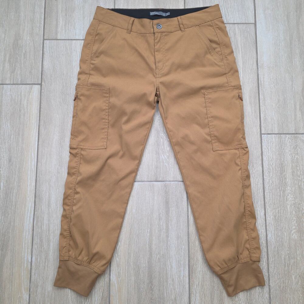 Prana Cargo Jogger Pants Womens 8 Tan Hiking Travel Stretch Outdoor Utility